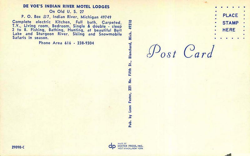De Voes Indian River Motel Lodges (DeVoe) - Vintage Postcard 1